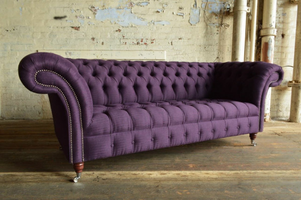 Moderne lila Chesterfield driezits woonkamerbank met drie zitplaatsen