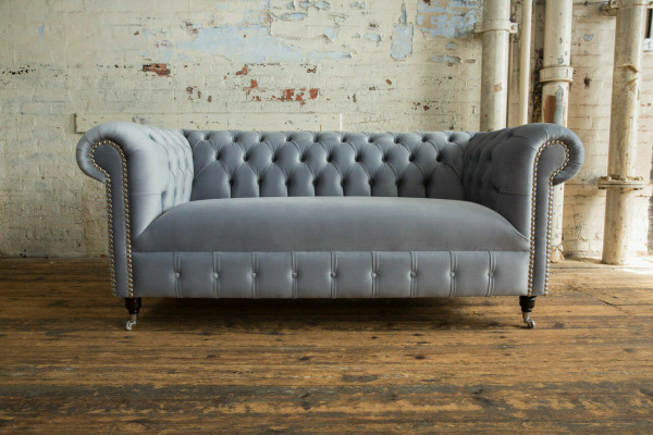 Grijze gevoerde Chesterfield 3-zits Modern Woonkamerbank
