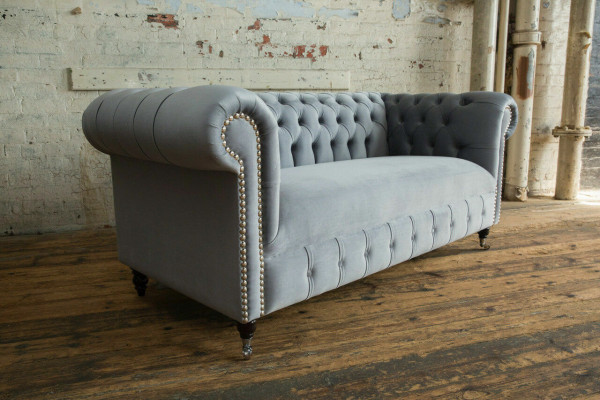 Grijze gevoerde Chesterfield 3-zits Modern Woonkamerbank