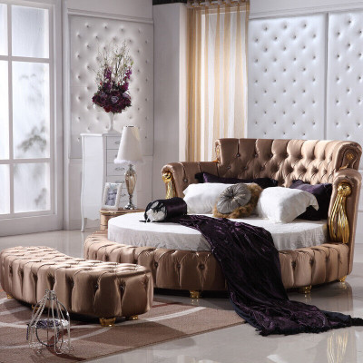 Rond bed Chesterfield Designer Ronde Bedden Slaapkamer Textiel Leer