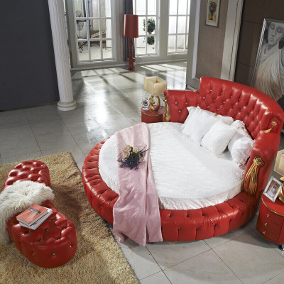 Rond bed Chesterfield Designer Ronde Bedden Slaapkamer Textiel Leer