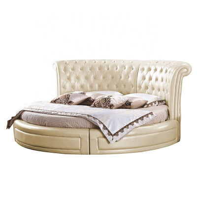 Rond bed Chesterfield Designer Ronde slaapkamer Textiel Lederen bedden