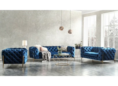 Bank Bank Bekleding XXL Grote Set Chesterfield Stof 3+2+2 Designerbanken