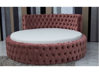 Rond fluwelen bed Chesterfield luxe bekleding Ronde bedden textiel stof hotel Nieuw