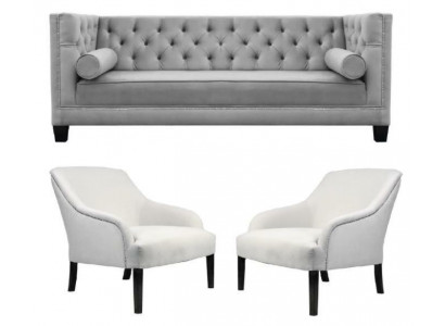 Grijze Chesterfield fauteuil Wit xxl Grote textiel stof Banken Creatieve meubels Nieuw