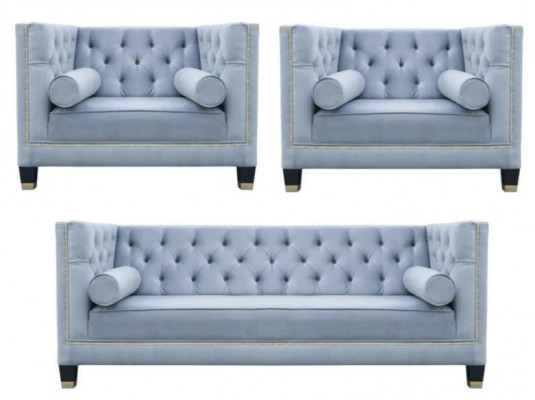 Blauwe Chesterfield bankstel Creatief meubilair Textielstof Woonkamer Nieuw