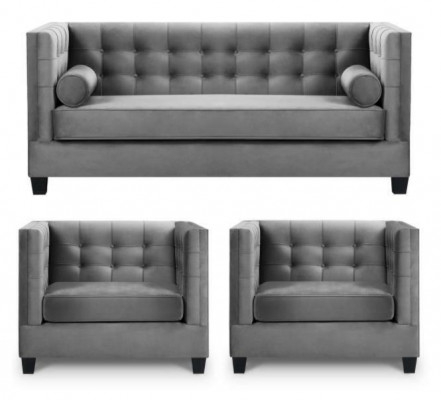 Sofa set Slaapbank Grijs Stoel Creatieve Meubels Textiel Stof Woonkamer Nieuw