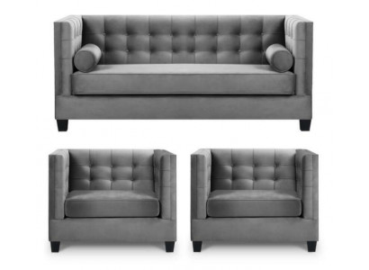 Sofa set Slaapbank Grijs Stoel Creatieve Meubels Textiel Stof Woonkamer Nieuw