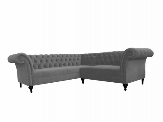 Grijze Chesterfield hoekbank hoekbank Ontwerper L-vorm Velours Sofa