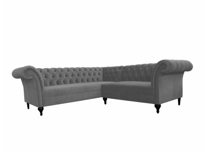 Grijze Chesterfield hoekbank hoekbank Ontwerper L-vorm Velours Sofa