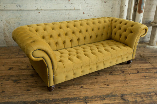 Gele Designer Chesterfield driezits luxe 3-zits bankstel woonkamer sofa