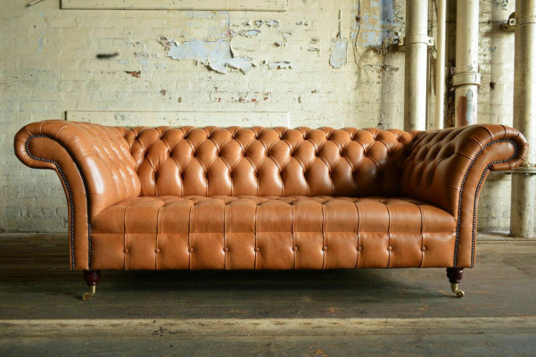 Lichtbruine Moderne Chesterfield Driepersoons Designer Bankstel