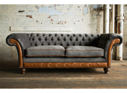 Grijze bruine Chesterfield 3-zits woonkamer luxe bank