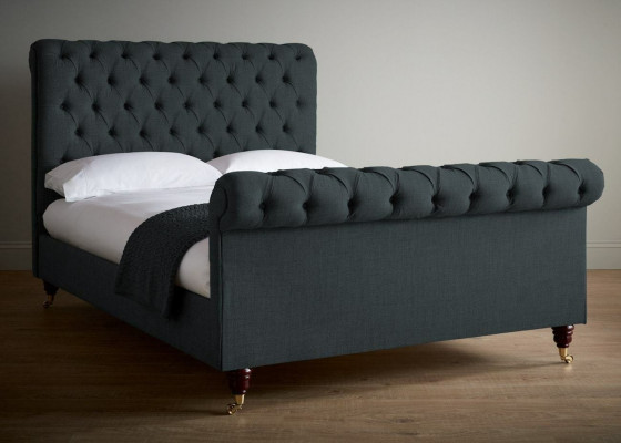 Chesterfield Design Gestoffeerd Engels Tweepersoonsbed Zwart 140/160/180x200 Bedden