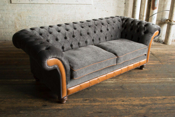 Grijze bruine Chesterfield 3-zits woonkamer luxe bank