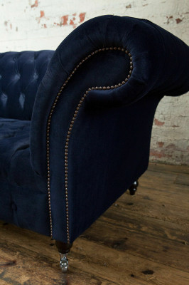 Donkerblauwe Chesterfield driezits Moderne woonkamer luxe bank