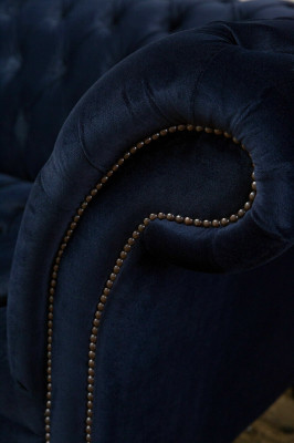 Donkerblauwe Chesterfield driezits Moderne woonkamer luxe bank