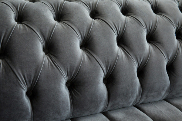 Moderne grijze Chesterfield 3-zitsbank Stijlvolle woonkamer 3-zitsbank