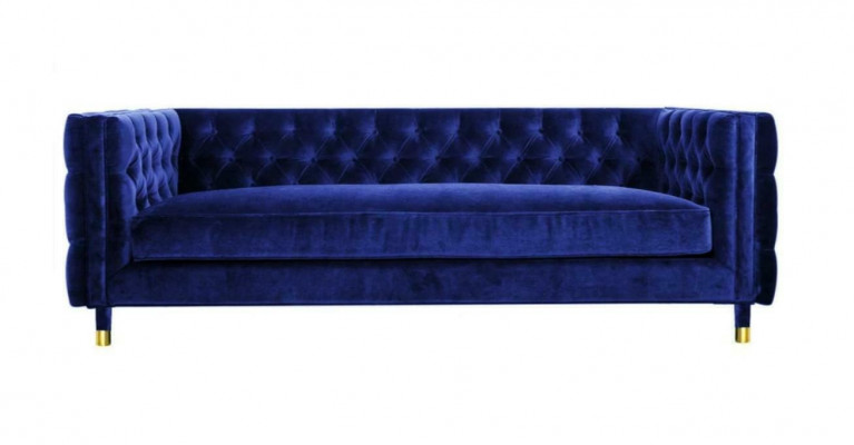 Blauwe Chesterfield Big Designer 4-persoonsbank Nieuw Textiel Stof Bank
