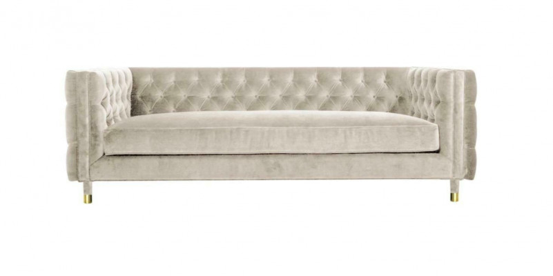Beige meubels 4-zits Chesterfield bankstel van fluweel XXL big textielstoffen bankstel