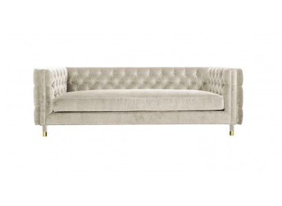 Beige meubels 4-zits Chesterfield bankstel van fluweel XXL big textielstoffen bankstel