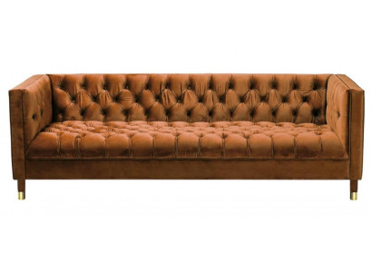 Oranje Sofa Chesterfield Bank Textiel Stof Bankstellen Luxe Meubels 4-Zits