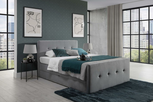 Moderne grijze Chesterfield bed Luxe tweepersoonsbedden Slaapkamer meubels