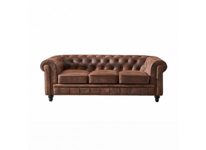 Bruine luxe Chesterfield 3-zits designer woonkamerbank