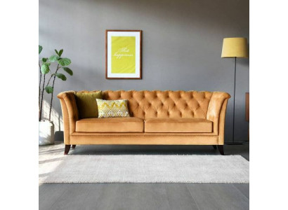 Oranje Chesterfield 3-zits Moderne Woonkamer Luxe Bankstel