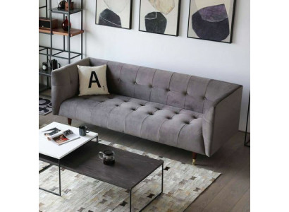 Moderne grijze Chesterfield 3-zits luxe woonkamer bank