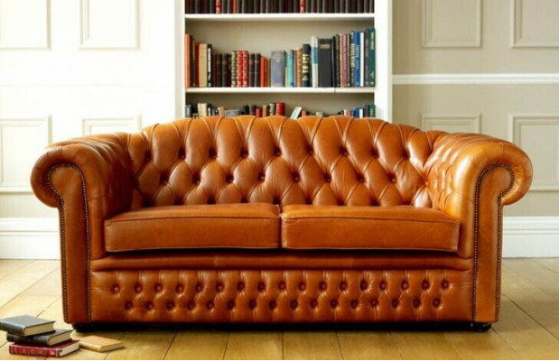 Chesterfield Bank Bankstel Bekleding Stof Leer Bankstellen Bruine Set 3-Zitter