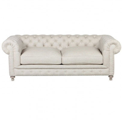 Witte gestoffeerde Chesterfield 3-zits luxe woonkamerbank