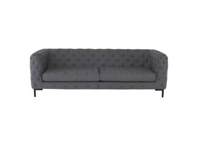 Grijze gestoffeerde Chesterfield 3-zits luxe woonkamerbank
