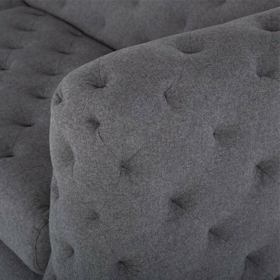 Grijze gestoffeerde Chesterfield 3-zits luxe woonkamerbank