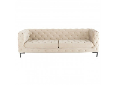 Beige Designer Chesterfield driezits luxueuze woonkamerbank.