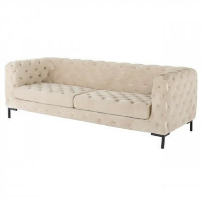 Beige Designer Chesterfield driezits luxueuze woonkamerbank.