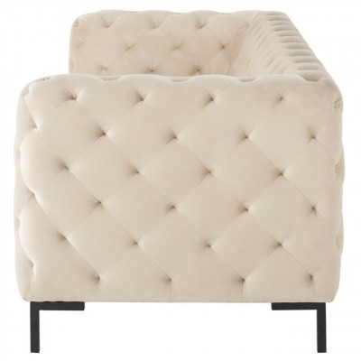 Beige Designer Chesterfield driezits luxueuze woonkamerbank.