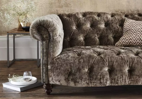 Chesterfield Bank Bank Bekleding Stof Leer Bankstel 3-Zits
