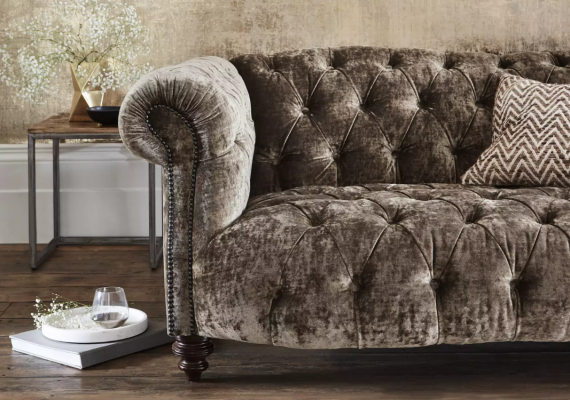 Chesterfield bruine driezits Design 3-zits bank Luxe bankstel