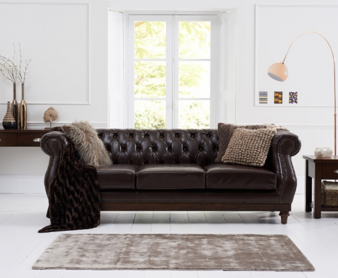 Chesterfield ontwerper bruine 3-zits luxe woonkamerbank
