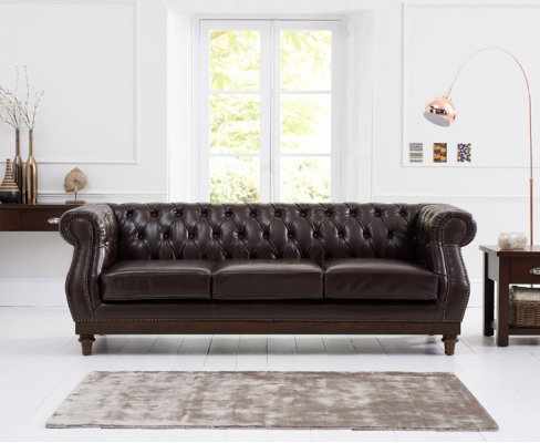 Chesterfield ontwerper bruine 3-zits luxe woonkamerbank