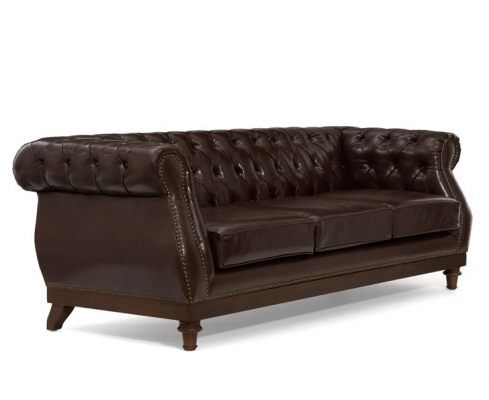 Chesterfield ontwerper bruine 3-zits luxe woonkamerbank