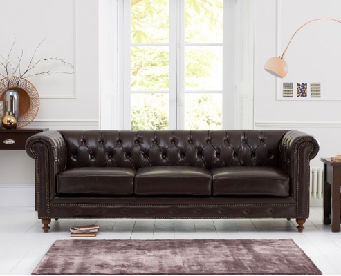 Chesterfield Bank Bank Bekleding Stof Leder Bankstel Bekleding Set 3 Zitter