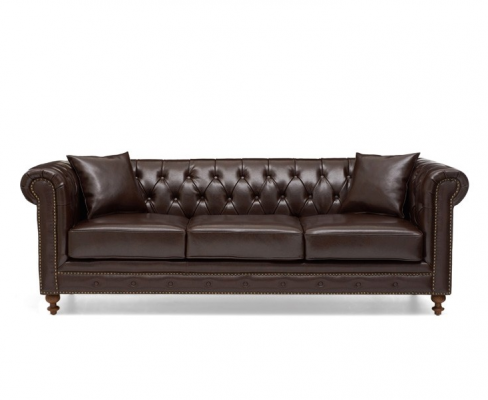 Chesterfield Bank Bank Bekleding Stof Leder Bankstel Bekleding Set 3 Zitter