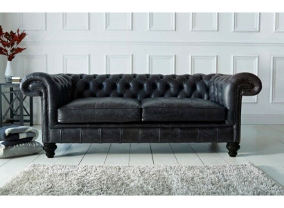Ontwerper grijze Chesterfield 3-zits luxe woonkamerbank