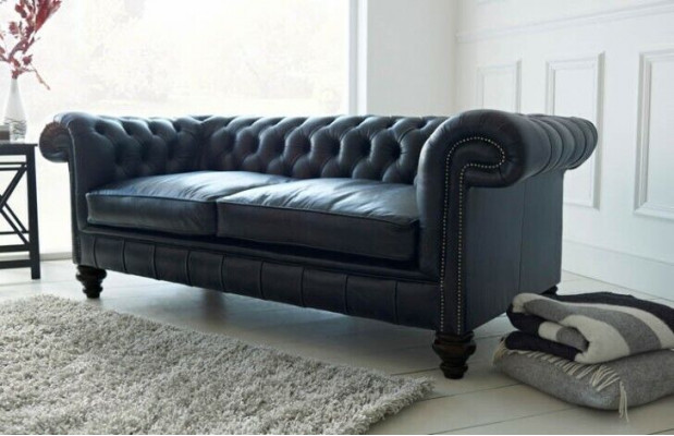 Ontwerper grijze Chesterfield 3-zits luxe woonkamerbank