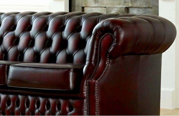Chesterfield bank bank bekleding leren bankstel 3-zits driezitter nieuw