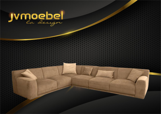 Hoekbank L-vorm Ontwerp Bank Stoffen Stof Woonlandschap Hoekbank Banken Banken