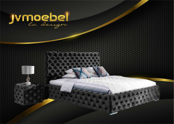 Tweepersoons slaapkamer fluwelen bed Chesterfield bedframe nachtkastje 3-delige set