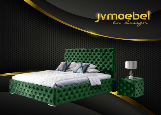 Tweepersoons slaapkamer fluwelen bed Chesterfield bedframe nachtkastje 3-delige set